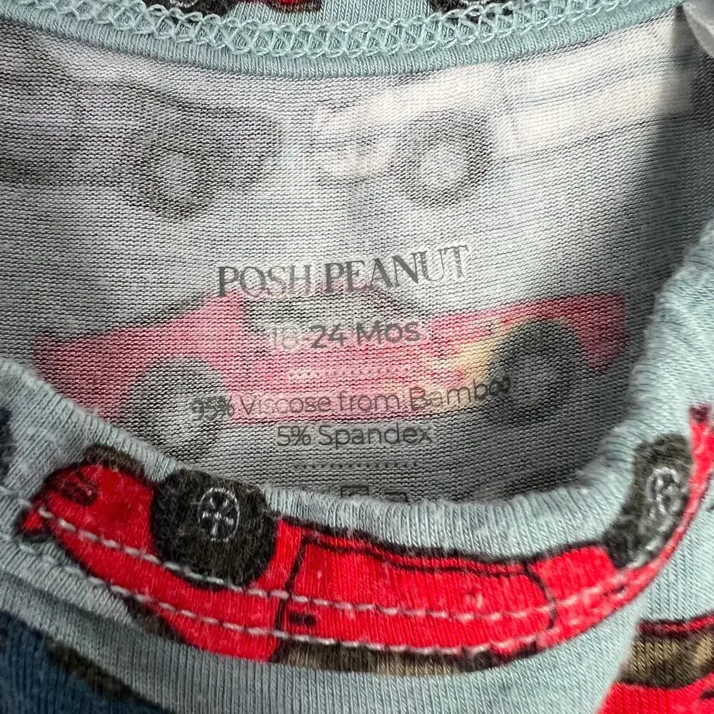 Posh Peanut Vintage Race Car Bamboo Viscose Short Sleeve Romper 18-24 Months